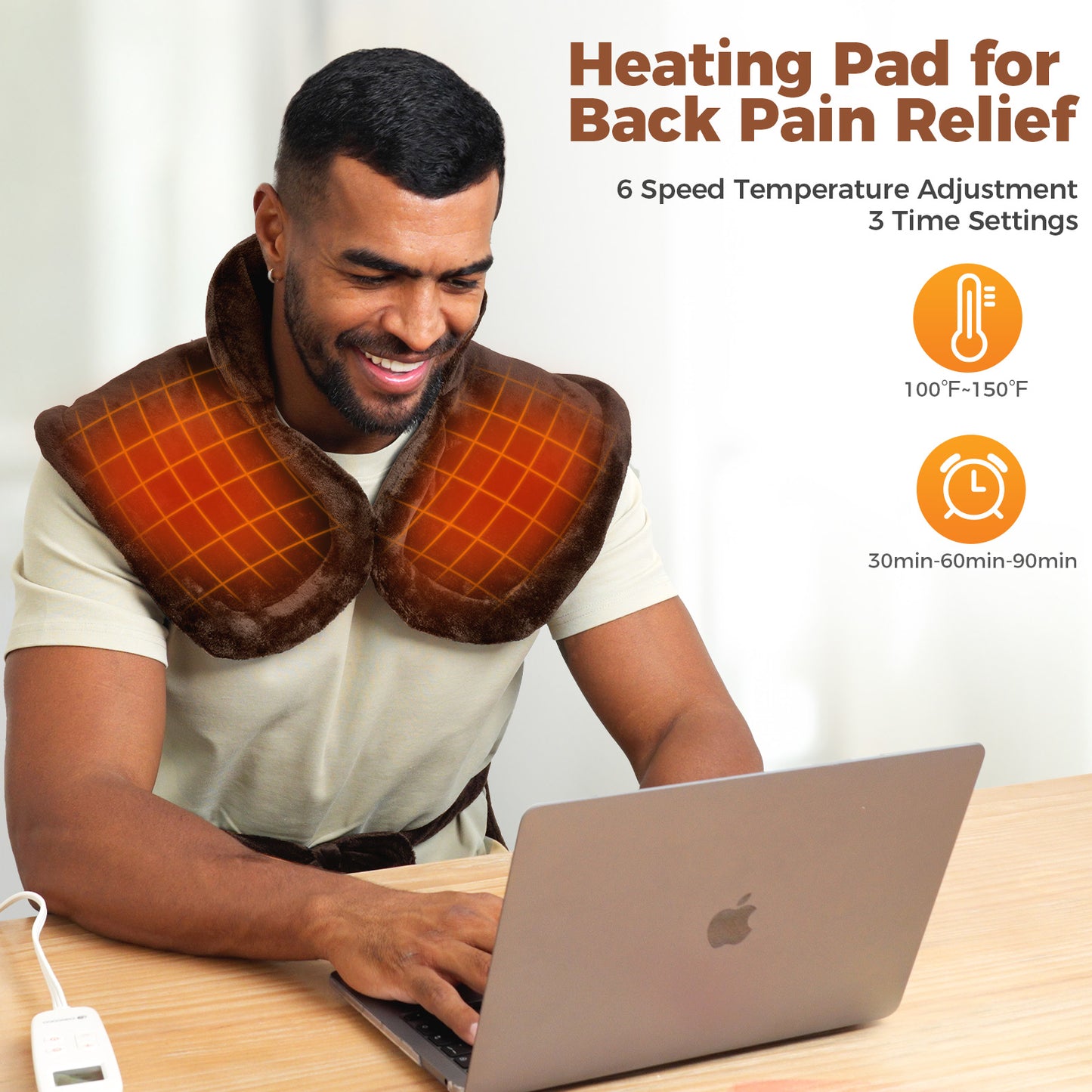 24x37 Oversized Heating Pad for Neck to Lower Back Pain - Electric Heat Therapy