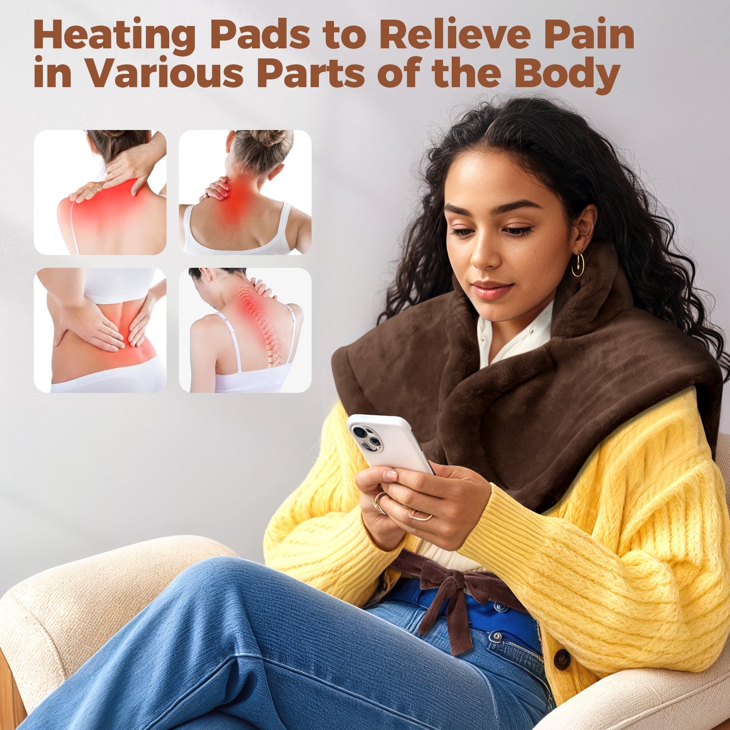 24x37 Oversized Heating Pad for Neck to Lower Back Pain - Electric Heat Therapy