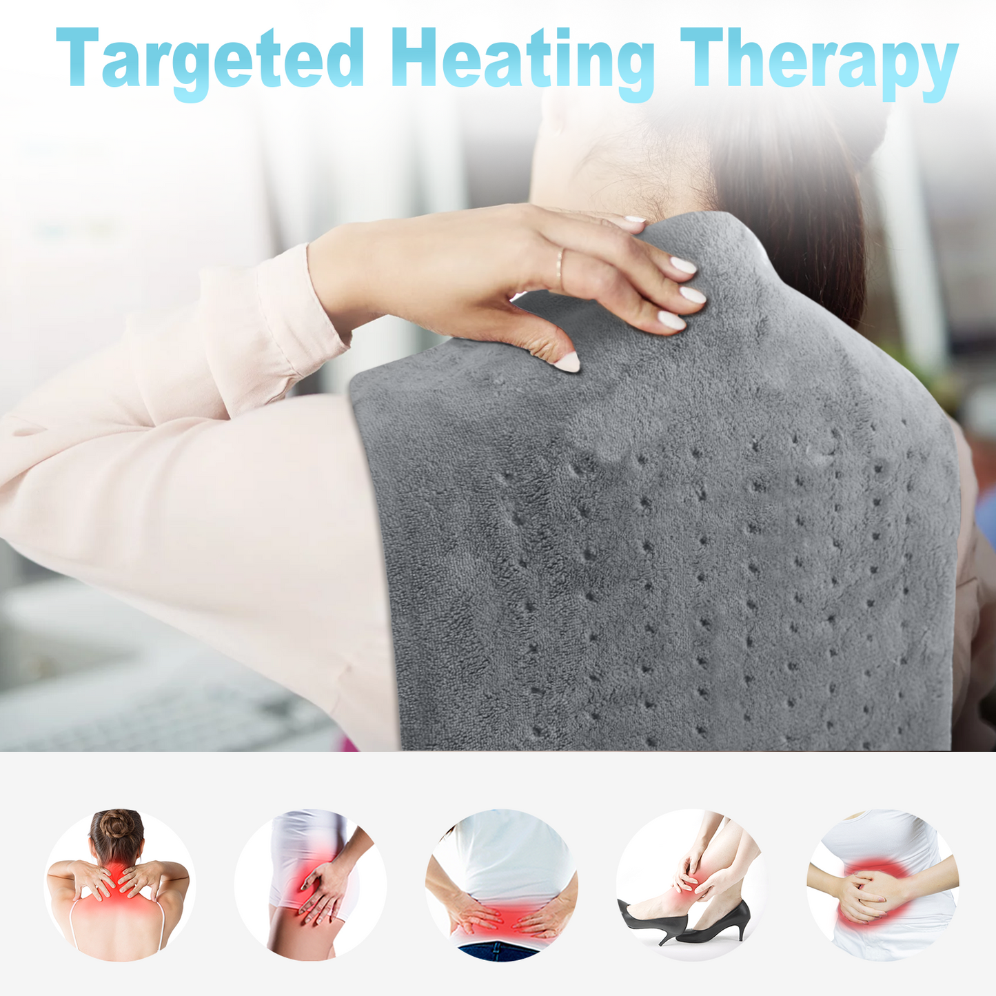 Large Heating Pad for Back Pain & Cramps - Moist/Dry Heat Therapy Relief