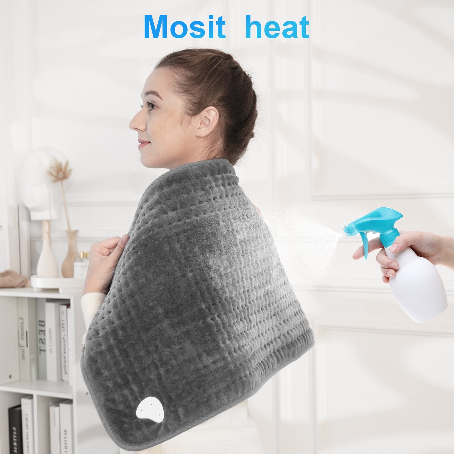 WM-1223C-NA Coococo 33"x17" Heating Pad for Back Relief, Large Portable Heating Pad for Shoulder with 3 Timer & 6 Temperature Controller,Gray,1,Gifts for Mom