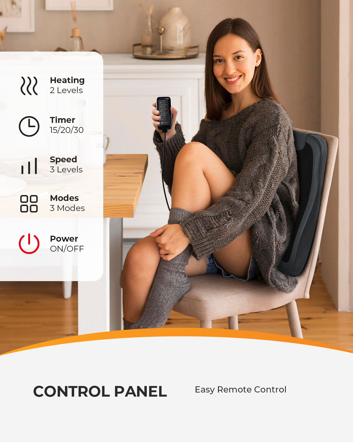 Lower Back Massager with Heat - Shiatsu & Vibration Massage for Chair & Car