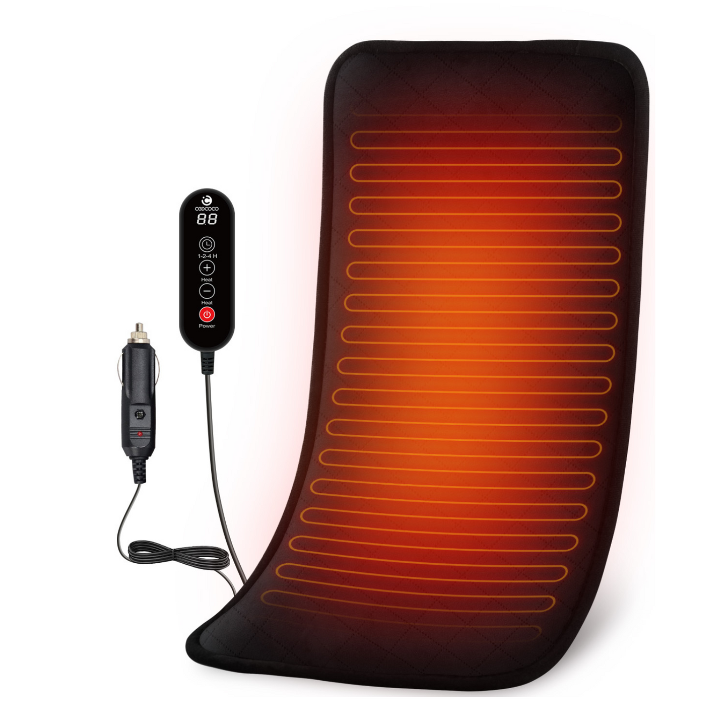 The CooCoCo 12V/24V Car Heated Blanket is an electric warming blanket with a car plug, offering soothing warmth and comfort on the road—ideal for pain relief in vehicles.