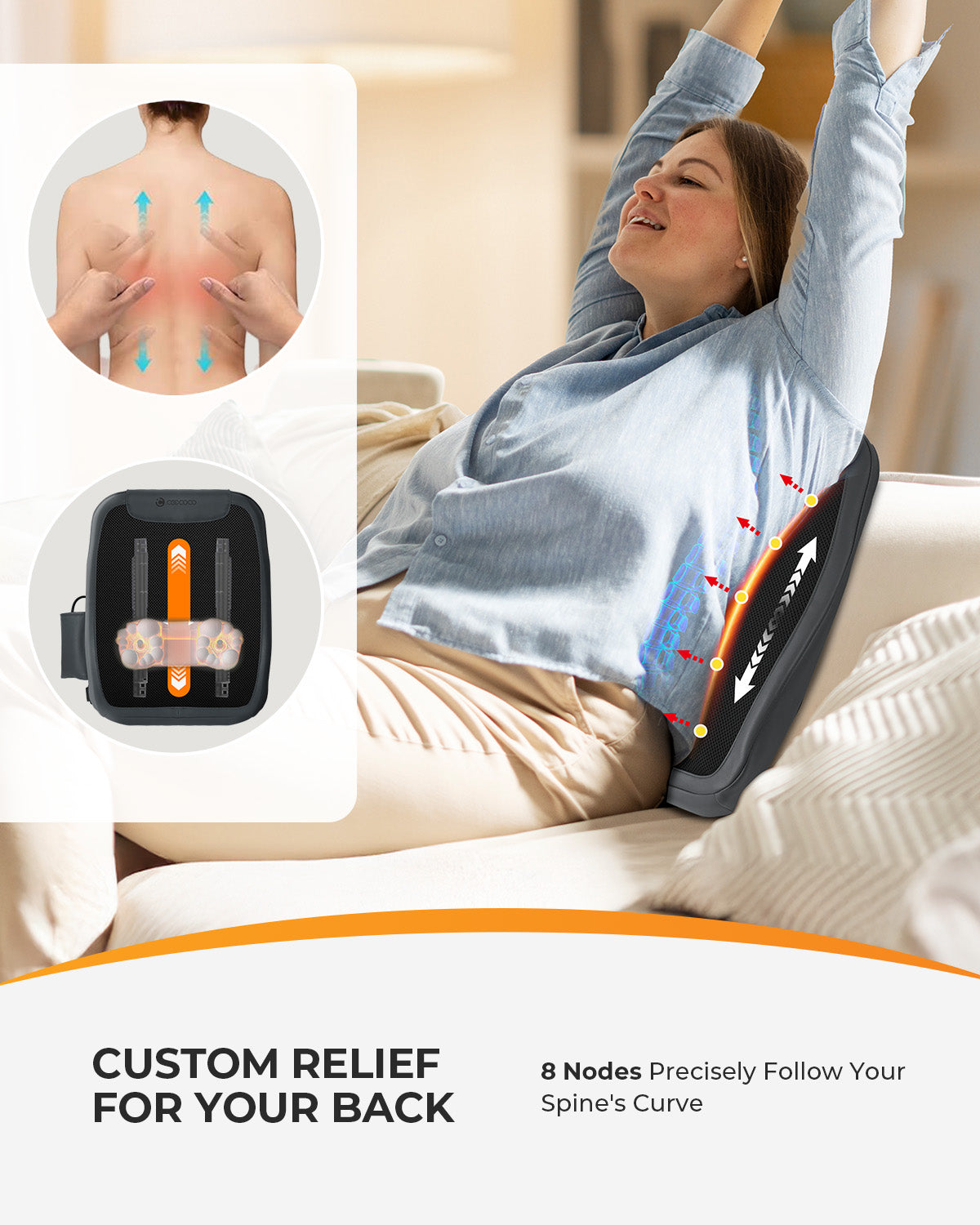 Lower Back Massager with Heat - Shiatsu & Vibration Massage for Chair & Car