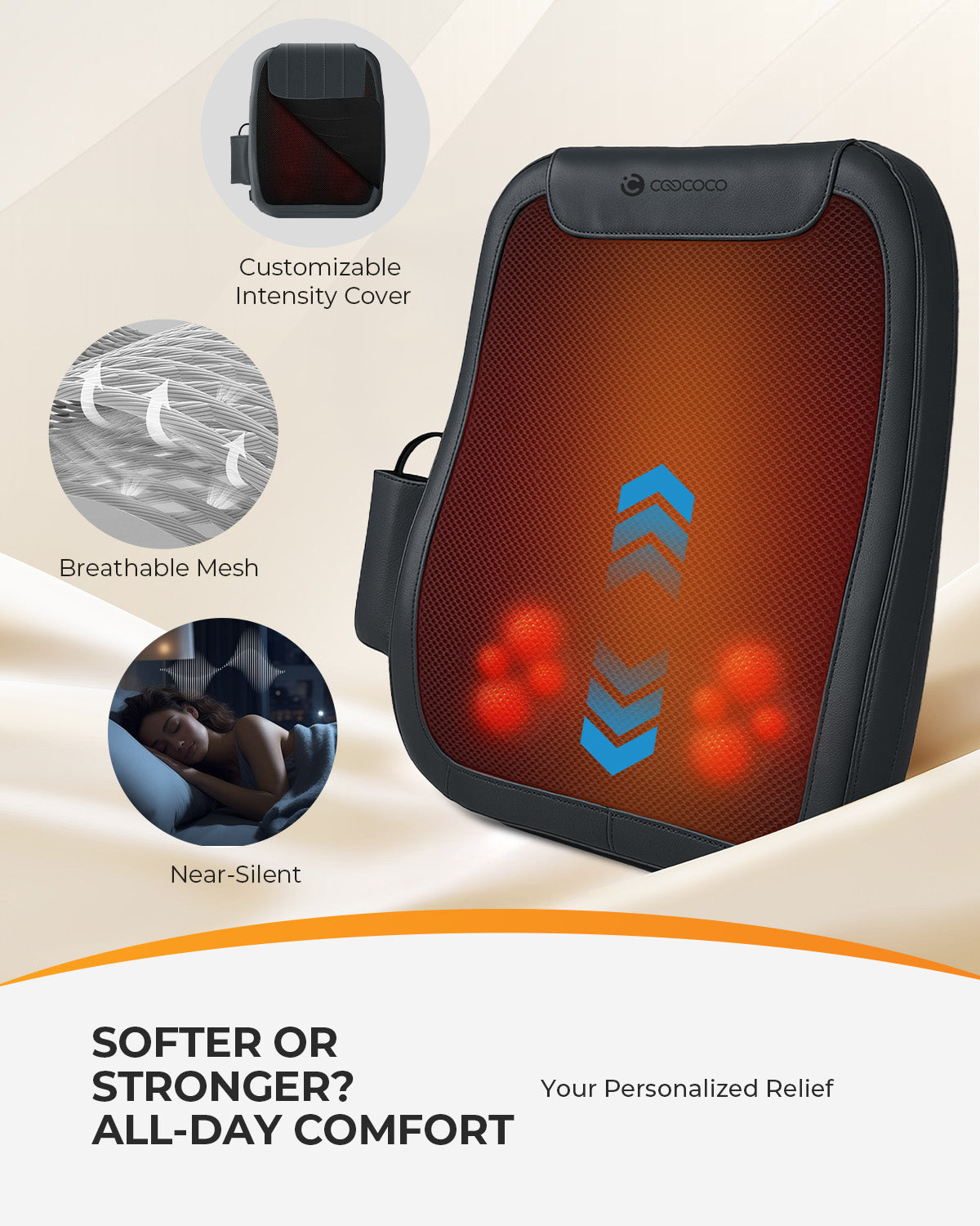 Lower Back Massager with Heat - Shiatsu & Vibration Massage for Chair & Car