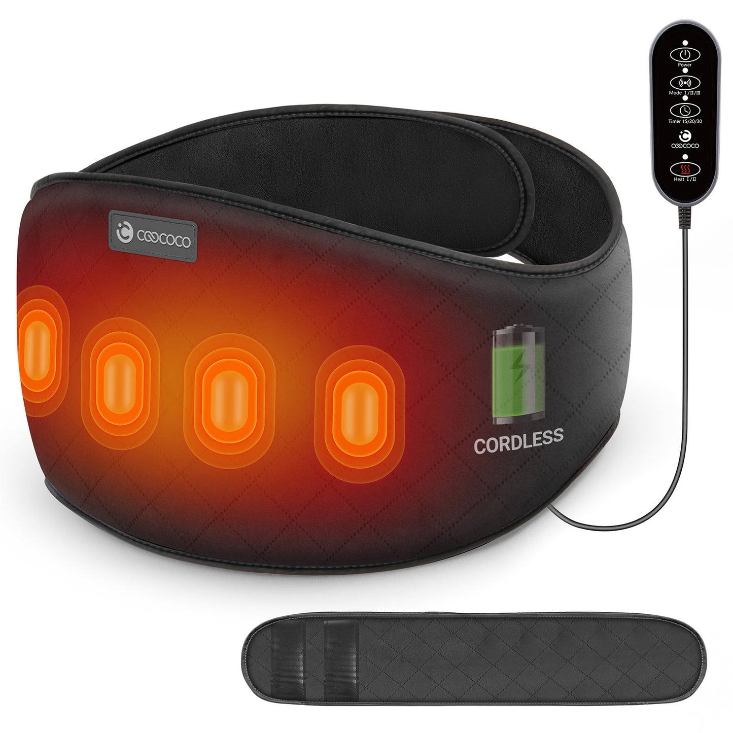 Cordless Heating Pad with Massager for Back Pain Relief
