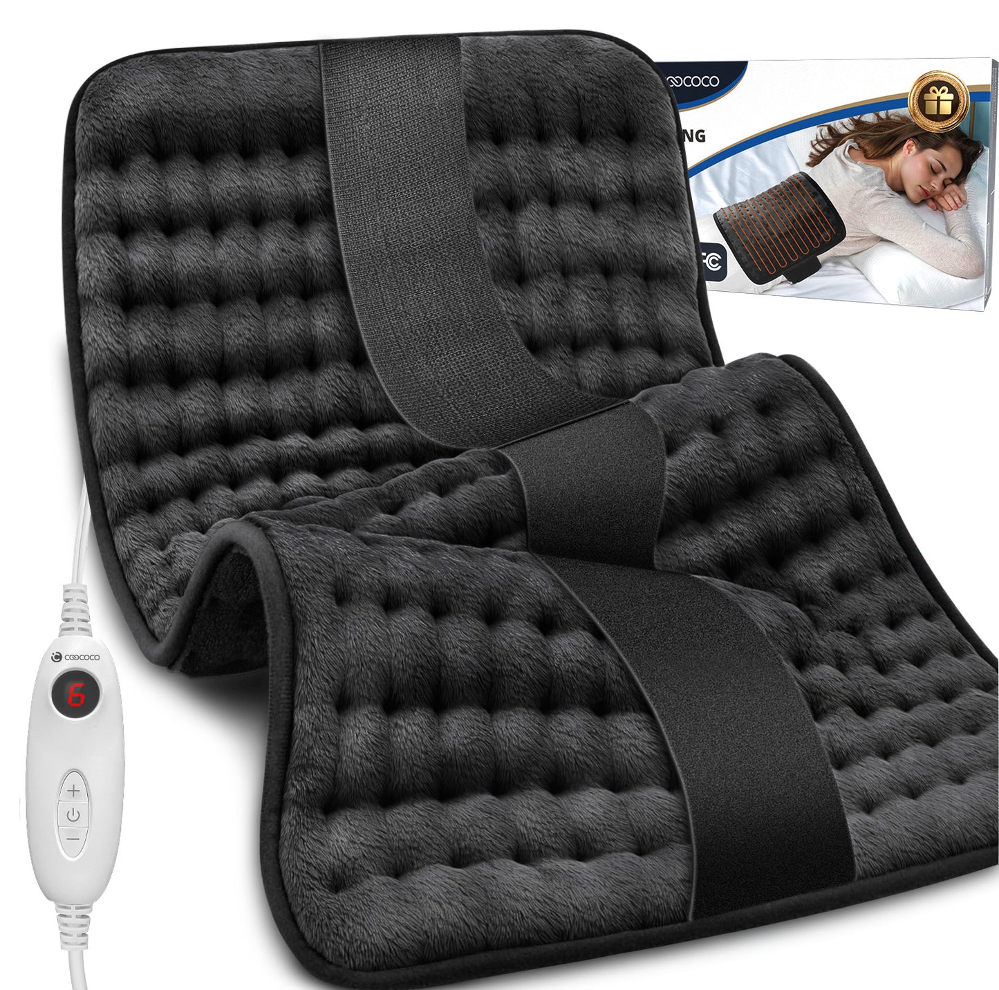 Heating Pad for Back, Neck, Cramps - Dry/Moist Heat, Machine Washable