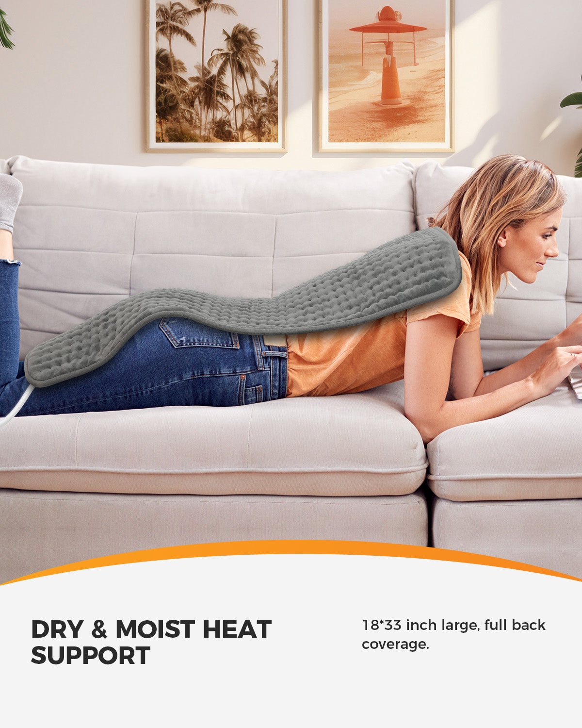 Full Body Heating Pad for Back Pain & Cramps - Large 18x33 Inch