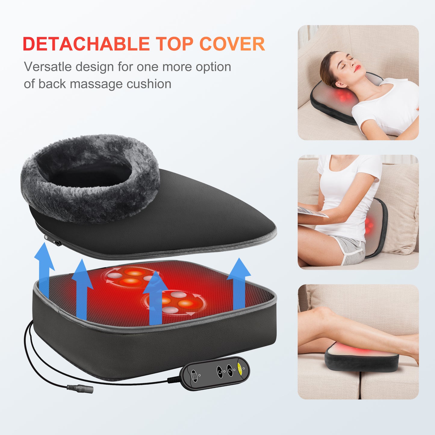 2-in-1 Shiatsu Foot & Back Massager with Heat - 8 Kneading Balls