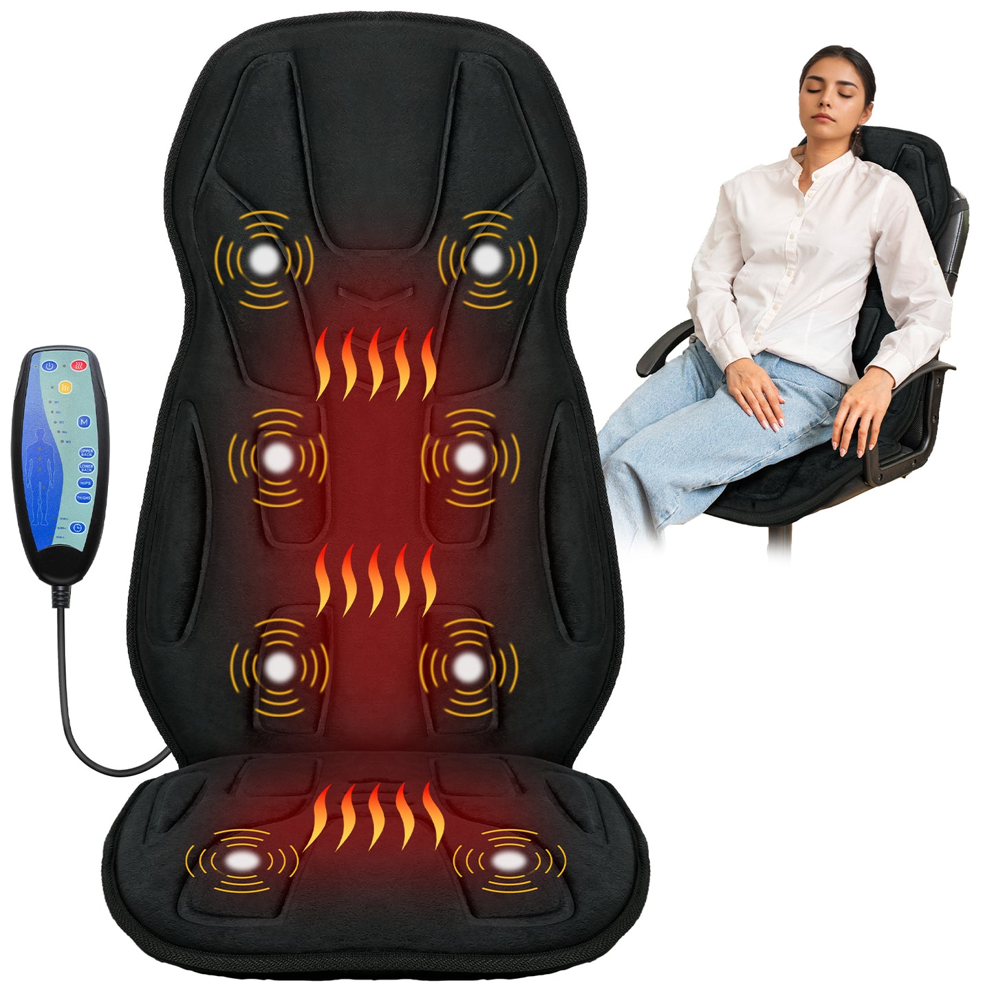 Vibration Massage Chair with Heat - Fits All Chairs & Recliners