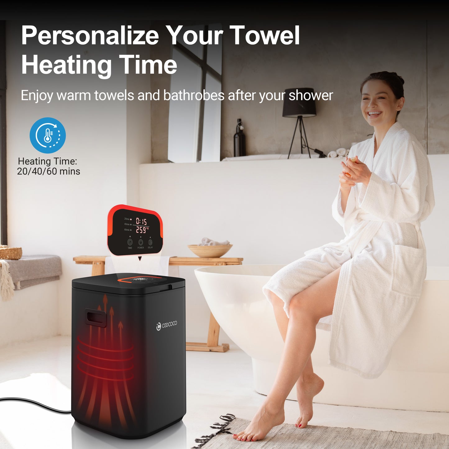 23L Heated Towel Warmer for Bathroom - Fast Heating, Fragrance & Safety Lock