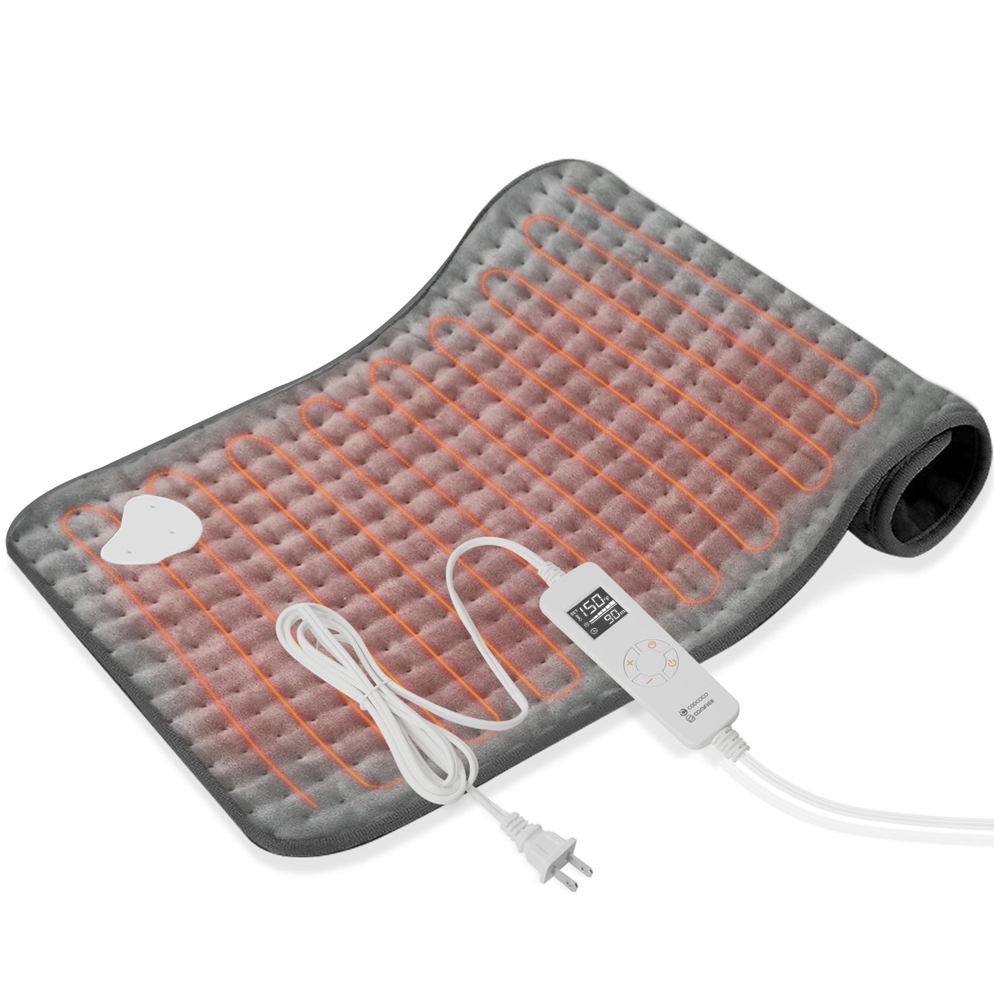 WM-1223C-NA Coococo 33"x17" Heating Pad for Back Relief, Large Portable Heating Pad for Shoulder with 3 Timer & 6 Temperature Controller,Gray,1,Gifts for Mom