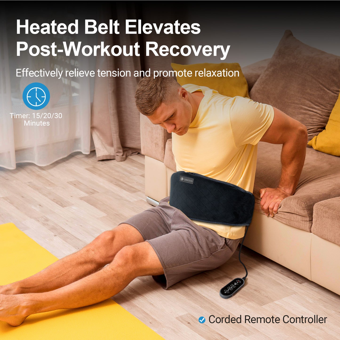 Cordless Heating Pad with Massager for Back Pain Relief