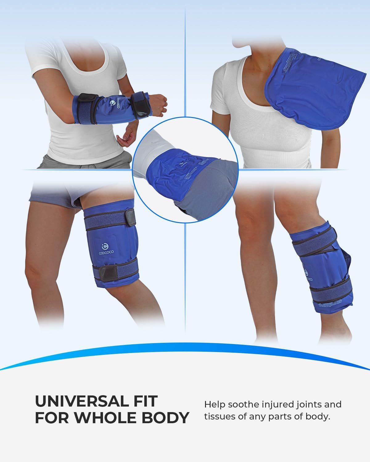 Best Knee Ice Pack for Pain Relief - Reusable Gel Wrap for Surgery & Injuries,CO-CP06-WM