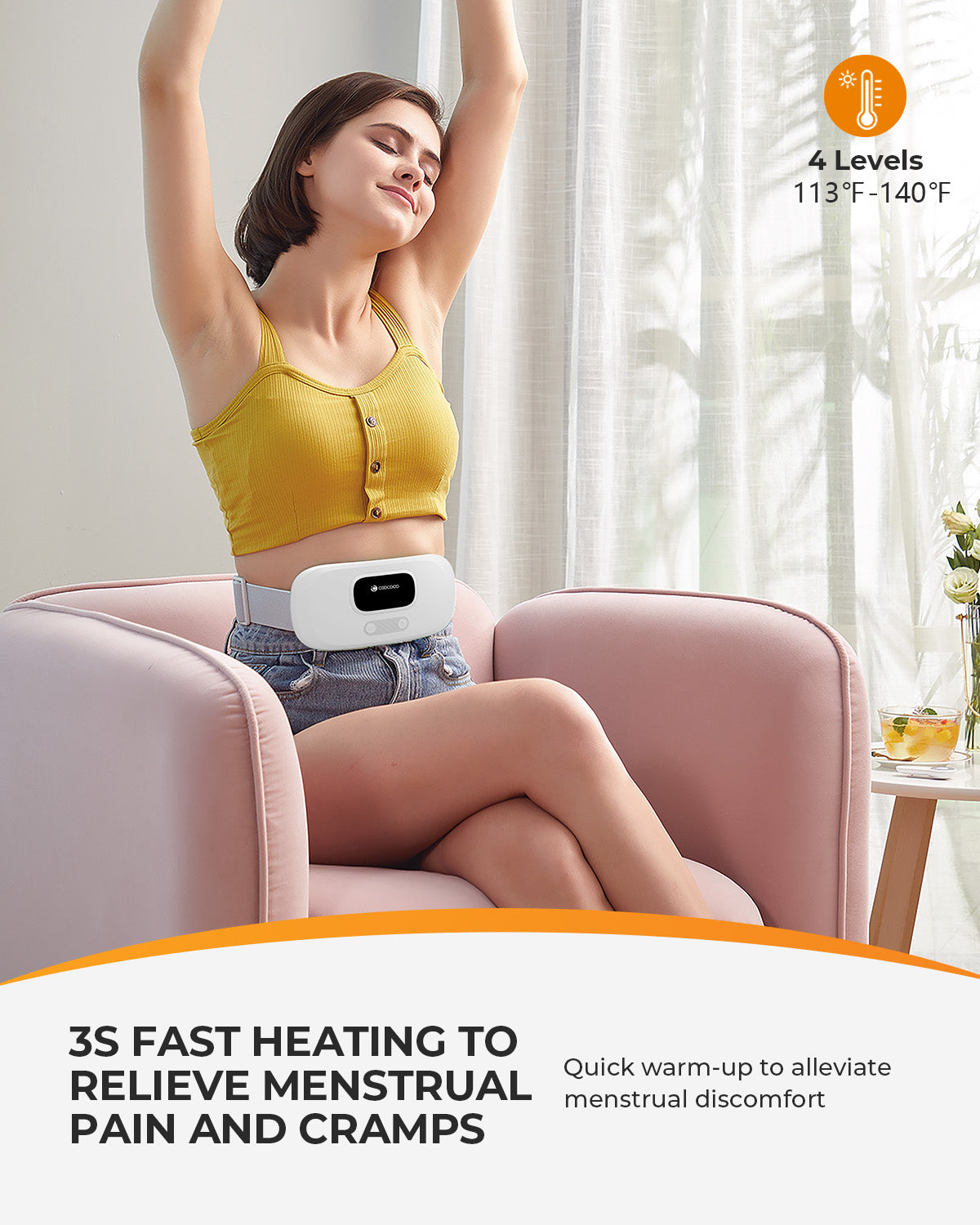 Cordless Heating Pad for Period Cramps & Back Pain - Portable & Wearable