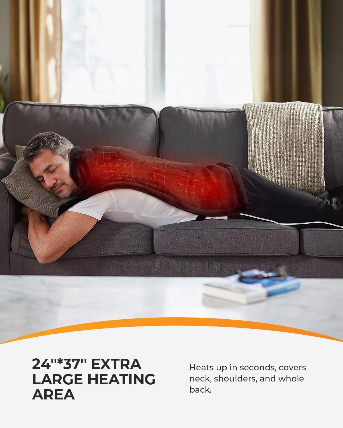 Large Electric Heating Pad for Neck, Shoulders & Back Pain Relief - Adjustable Heat Therapy