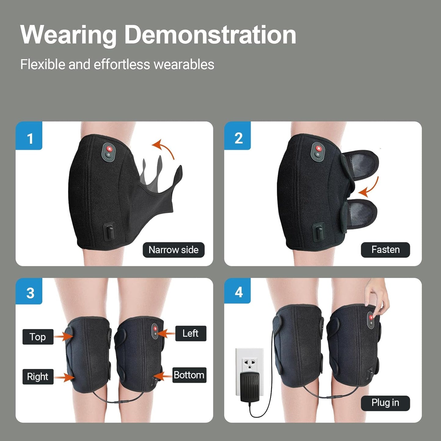 CO-5327-WM CooCoCo Knee Massager with Heat/Cold, Heated Knee Brace Wrap for Pain Relief