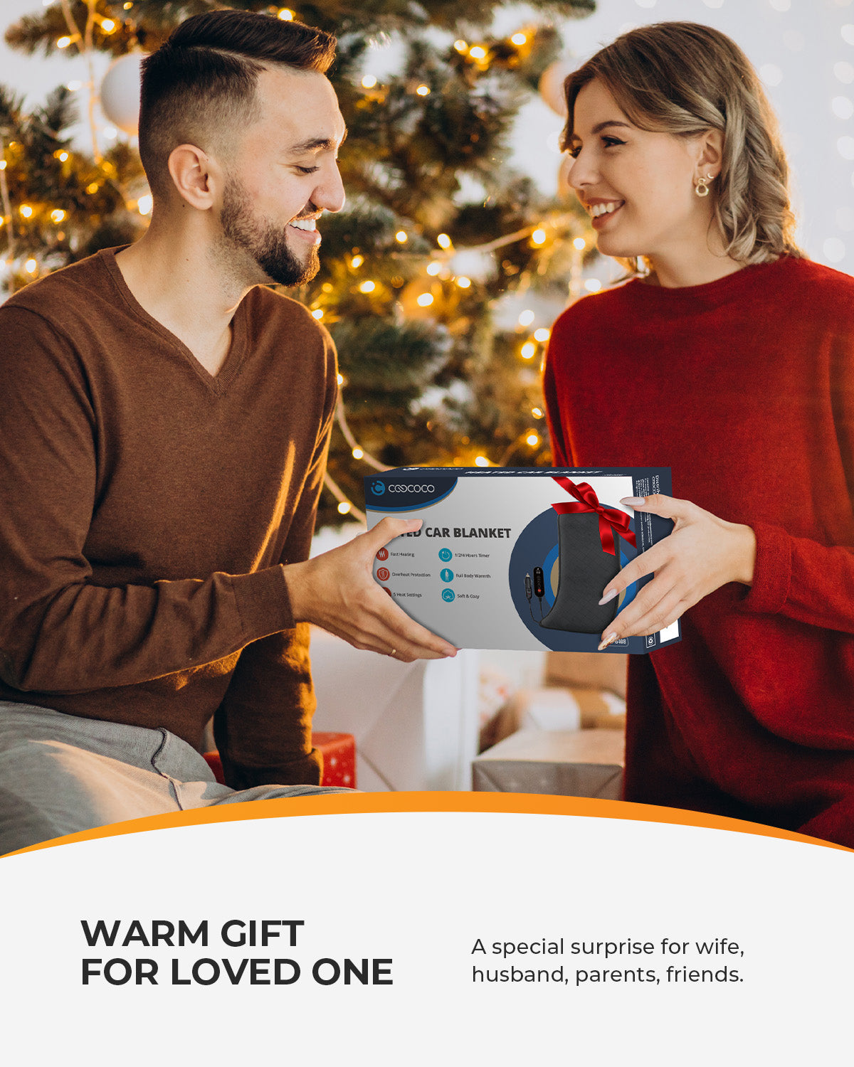 12V/24V Car Heated Blanket - Electric Warming Blanket with Car Plug for Vehicles