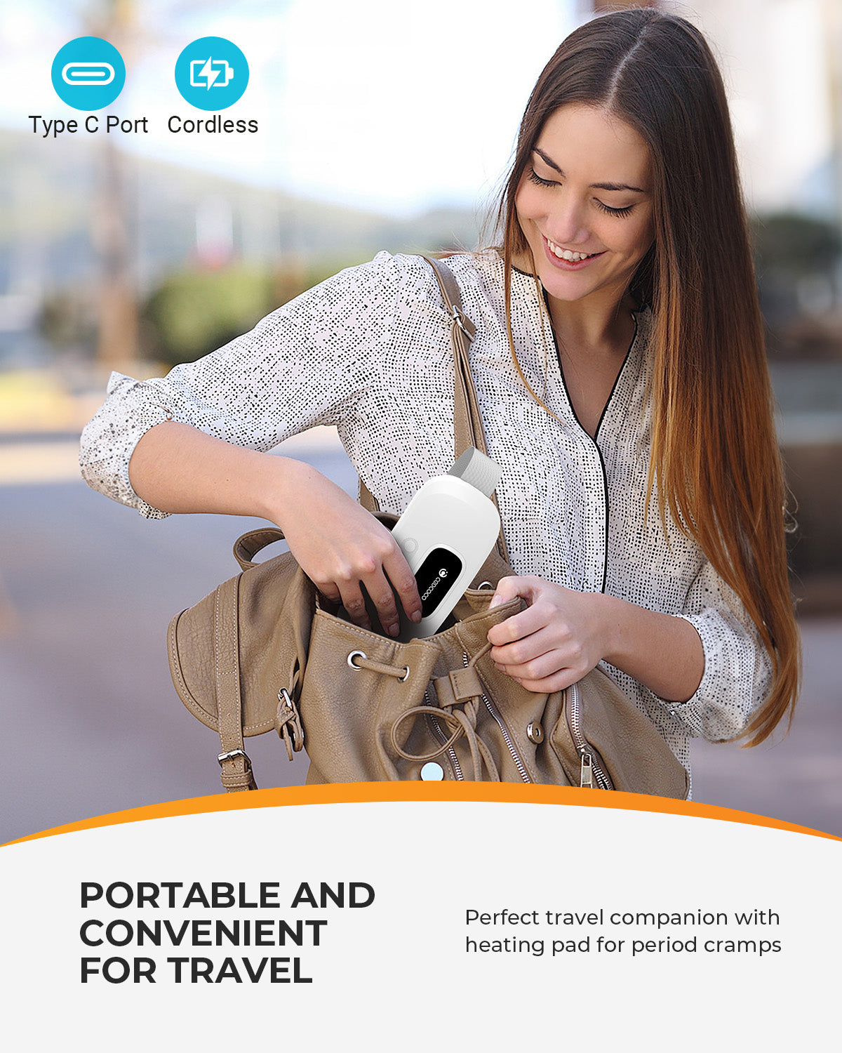 Cordless Heating Pad for Period Cramps & Back Pain - Portable & Wearable