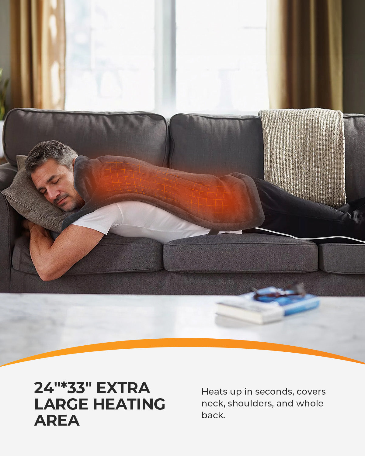 Extra Large Heating Pad for Back Pain & Cramps - FSA Approved