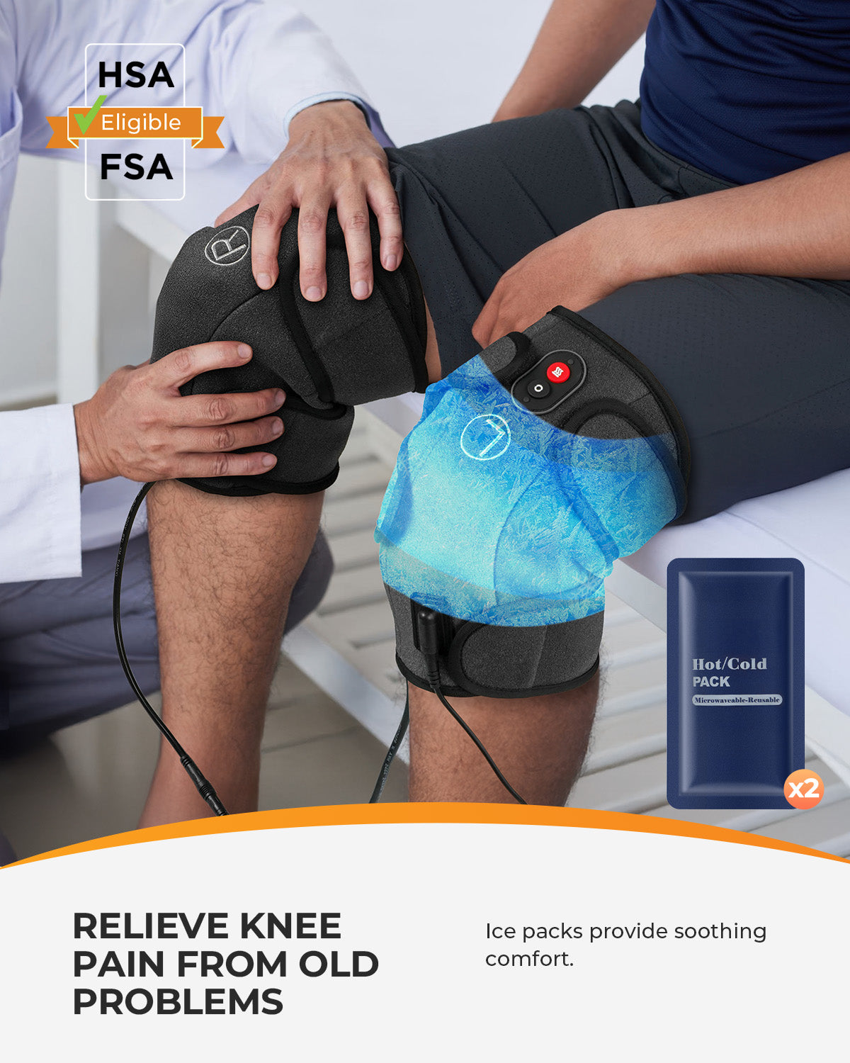 Adjustable Knee Massager with Heat & Cold Vibration - for Arthritis, Injury & Muscle Relief