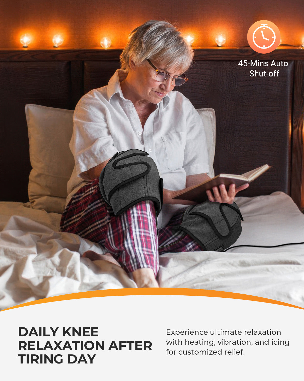 Adjustable Knee Massager with Heat & Cold Vibration - for Arthritis, Injury & Muscle Relief