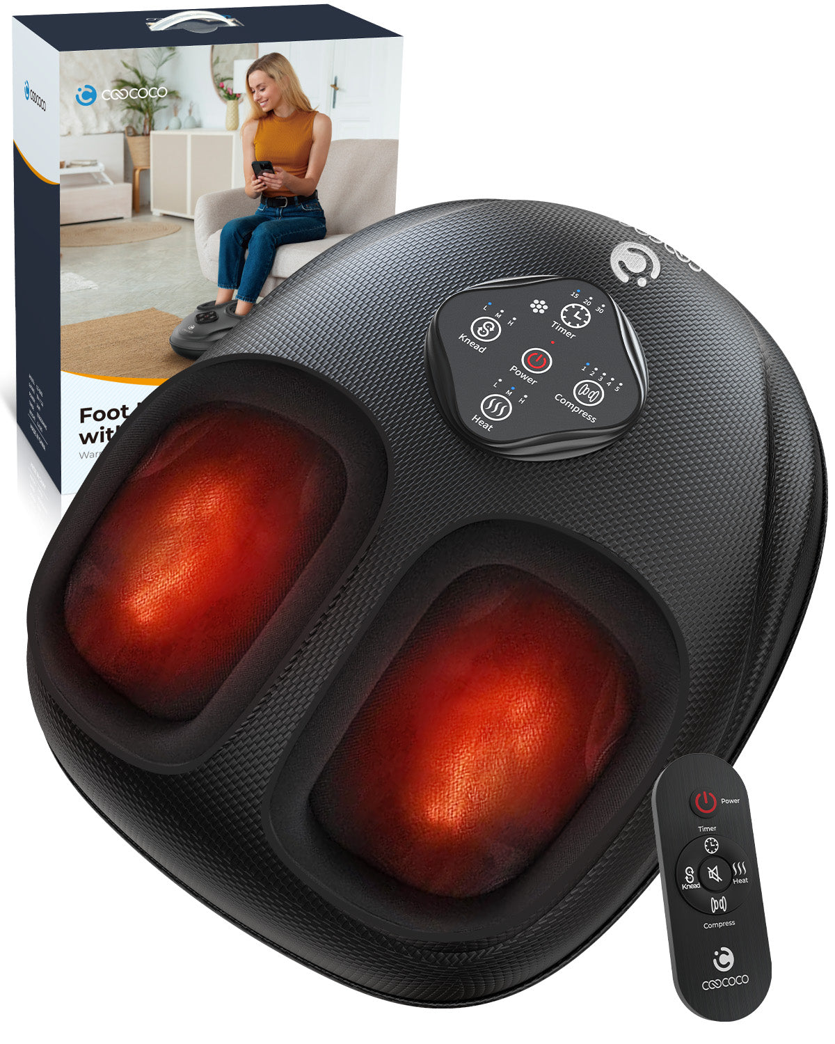 CooCoCo Gifts for Women Men Mom Dad, FSA HSA Eligible Foot Massager with Heat - CO-5503