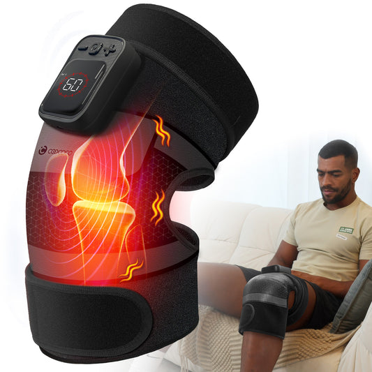 Cordless Knee Massager for Pain Relief – Wireless Heated Knee Wrap with Vibration