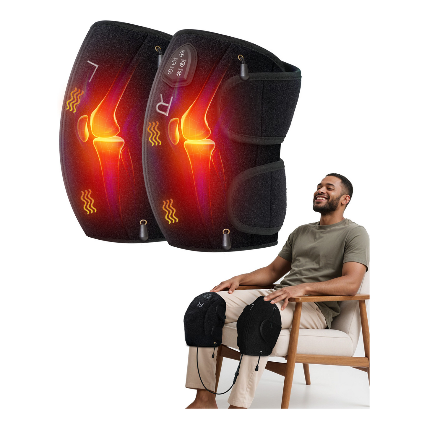 3-in-1 Knee Massager with Heat & Vibration - Adjustable for Arthritis & Joint Pain