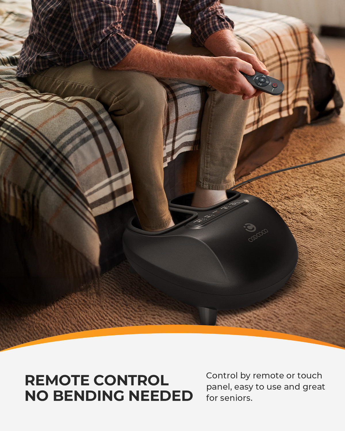 CooCoCo Foot Massager with Heat, Remote Control, Deep Kneading & Compression, Foot Massager for Neuropathy & Plantar Fasciitis, 3 Heat Levels, Washable Liners, Fits Up to Men’s 14