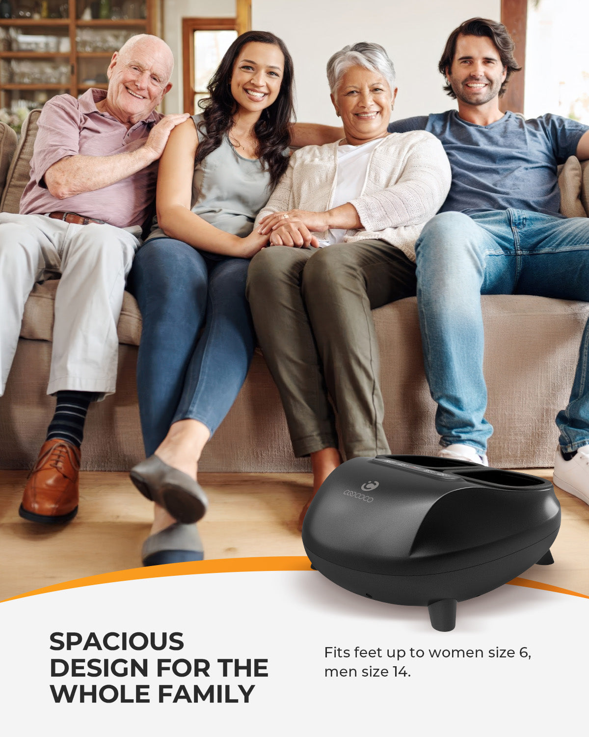 CooCoCo Foot Massager with Heat, Remote Control, Deep Kneading & Compression, Foot Massager for Neuropathy & Plantar Fasciitis, 3 Heat Levels, Washable Liners, Fits Up to Men’s 14