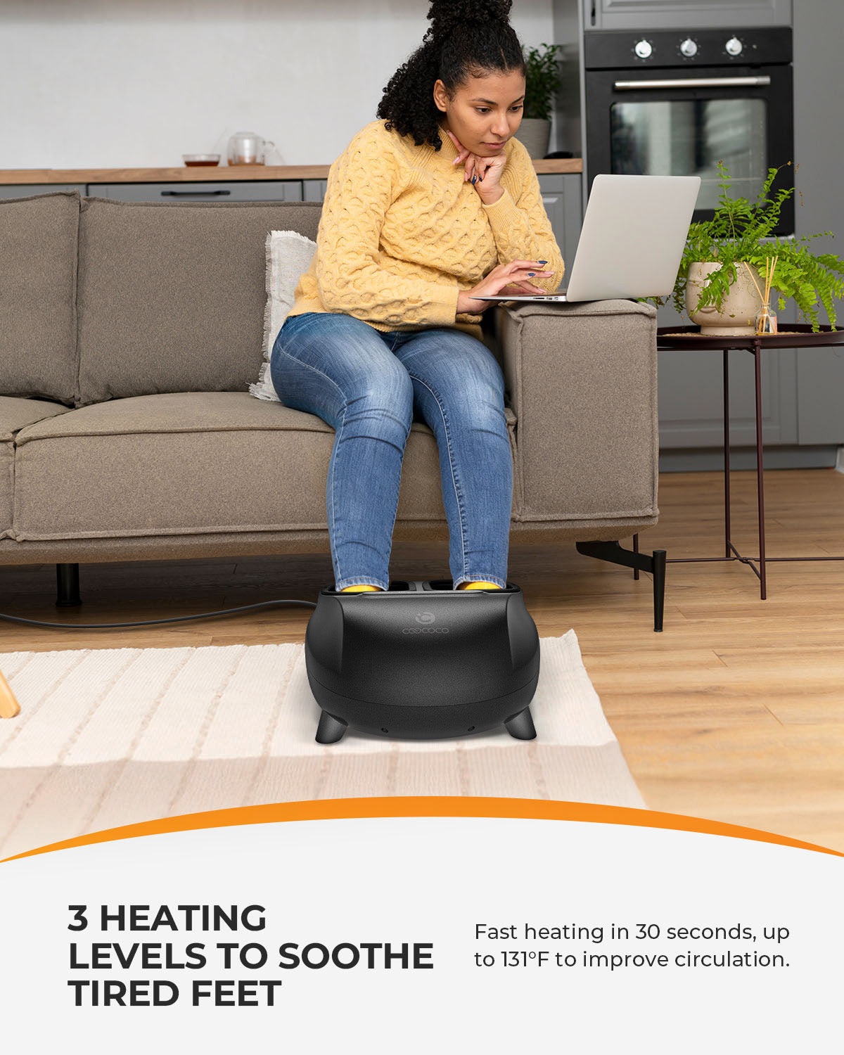 CooCoCo Foot Massager with Heat, Remote Control, Deep Kneading & Compression, Foot Massager for Neuropathy & Plantar Fasciitis, 3 Heat Levels, Washable Liners, Fits Up to Men’s 14