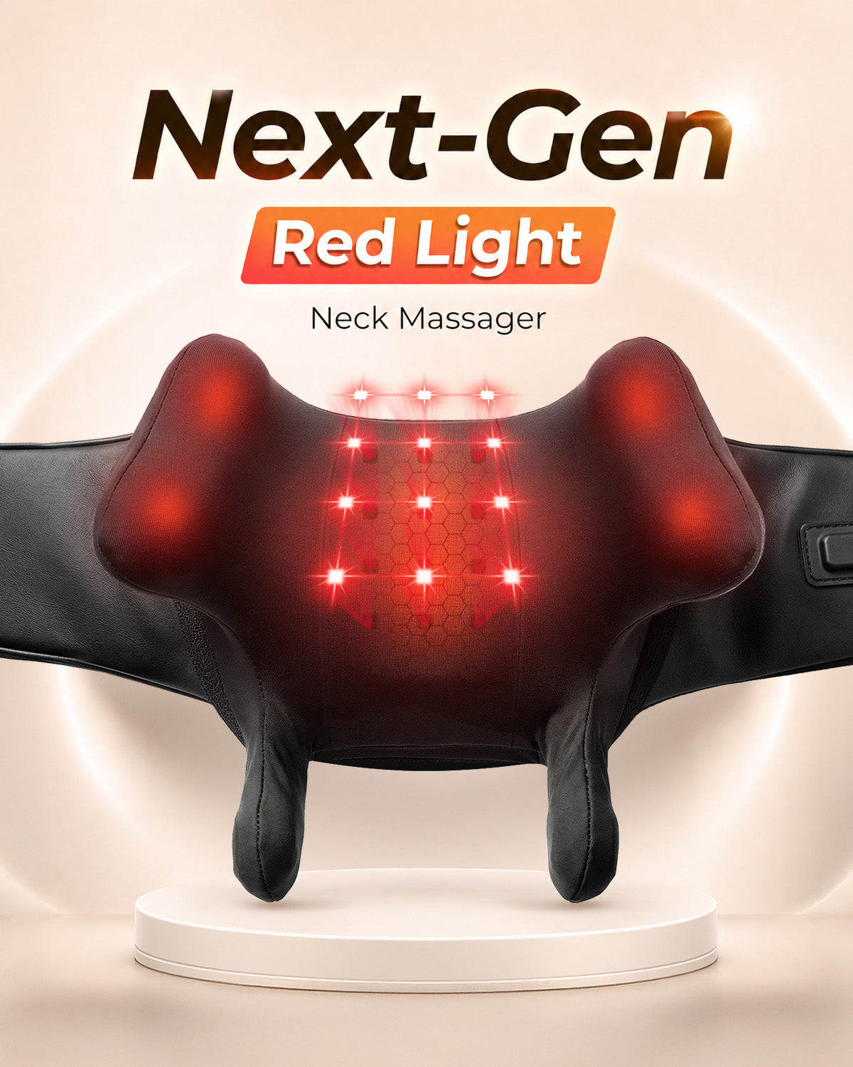 660nm & 850nm Red Light Therapy Neck and Shoulder Massager with Heat - Cordless 6D Kneading - CO-6812L-GRY