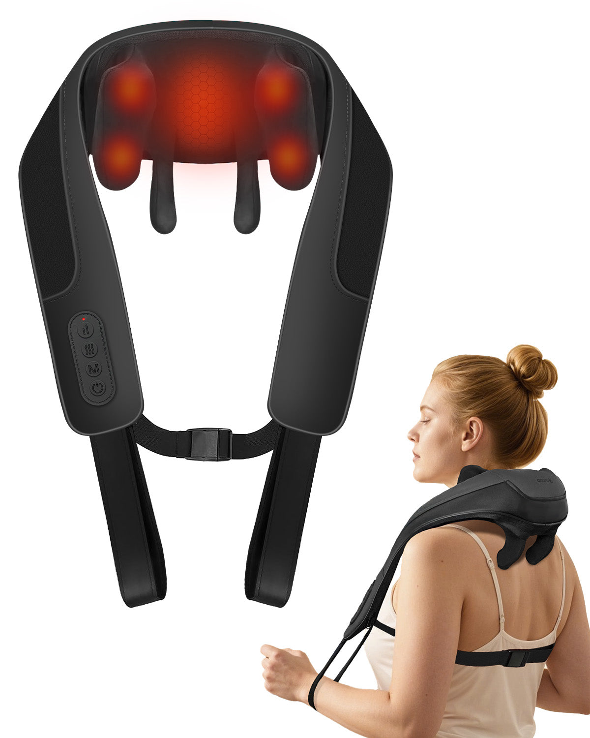 Heated Shiatsu Massager for Neck and Shoulders - Wireless Massager