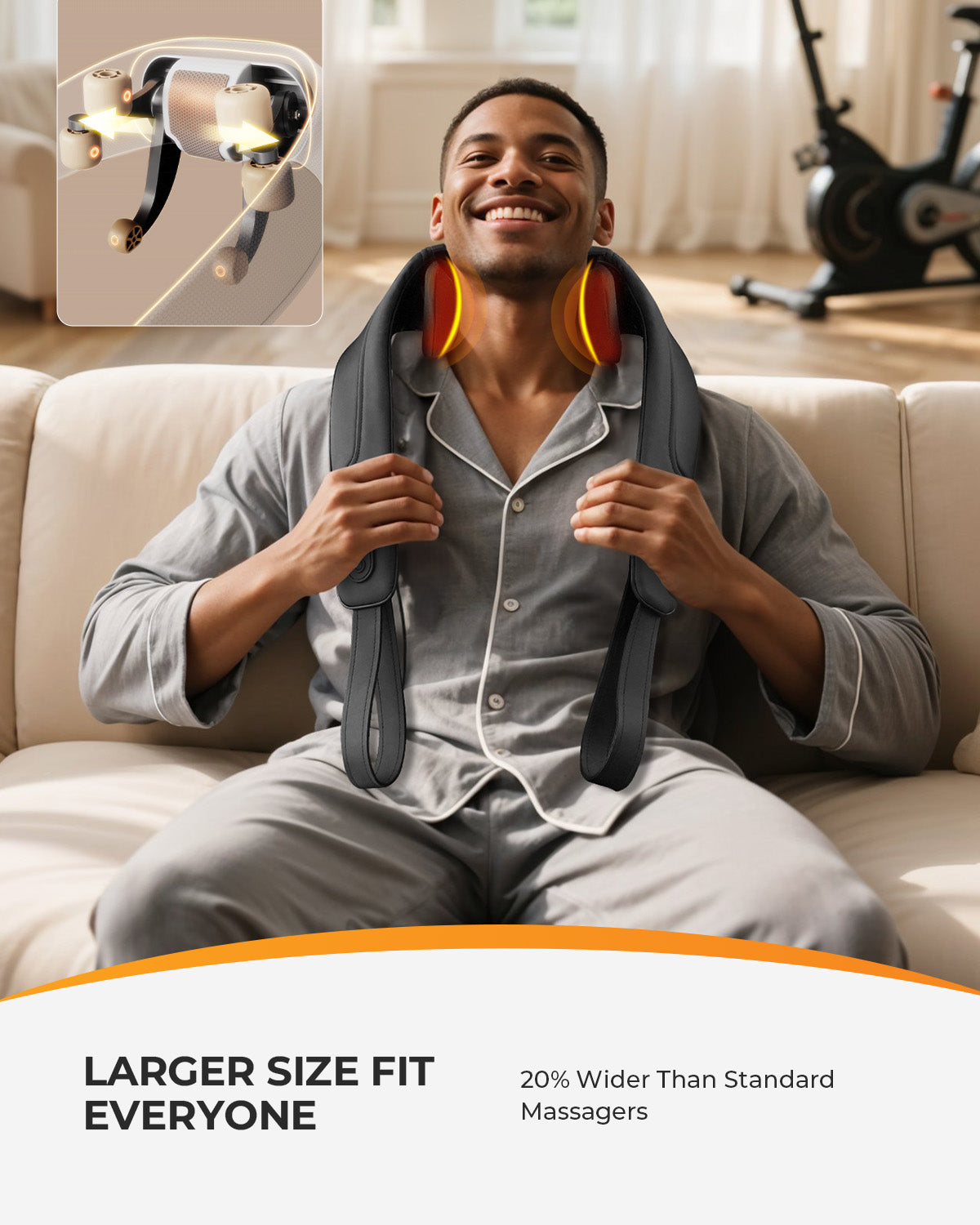 Heated Shiatsu Massager for Neck and Shoulders - Wireless Massager