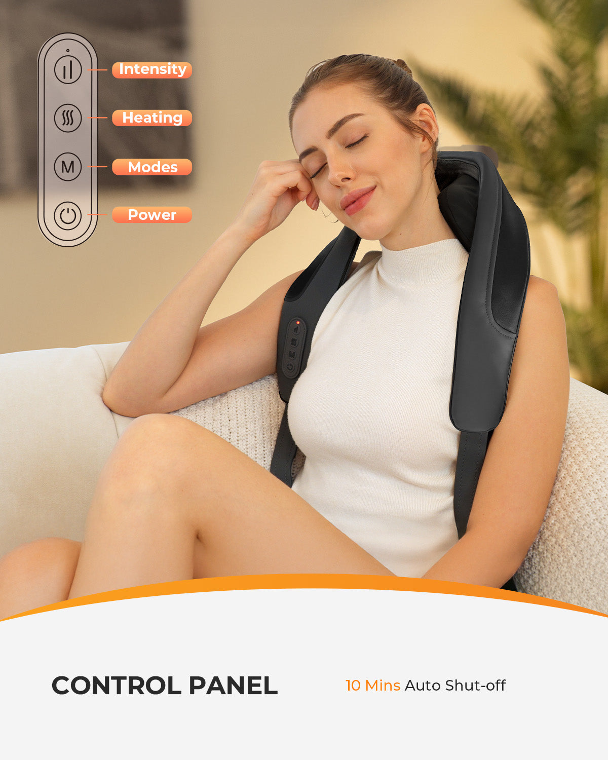 Heated Shiatsu Massager for Neck and Shoulders - Wireless Massager