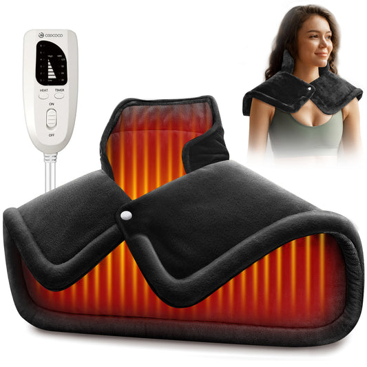 CooCoCo Heated Neck & Shoulder Pad – Pain Relief for Back, FSA/HSA Eligible - CO-SN-S-BLK