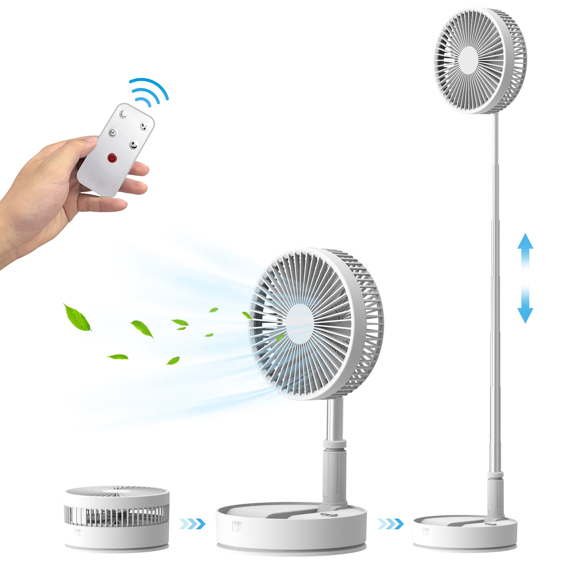 Cordless Foldable Portable Fan,Rechargeable 7200mAh Battery Operated T –  CooCoCo