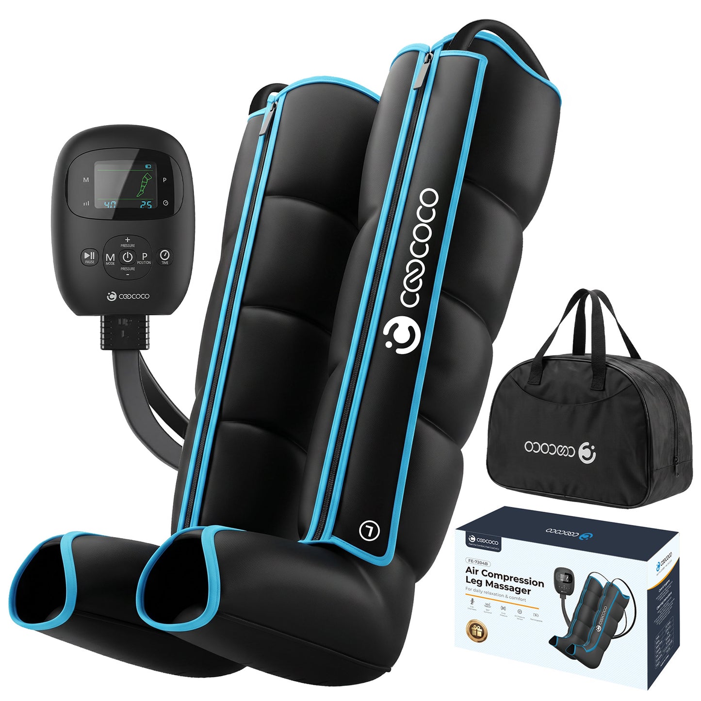 CooCoCo Cordless Leg Compression Massager, FSA Eligible Leg Massager for Circulation and Pain Relief, Foot Calf Thigh Compression Boots for Edema Relief & Varicose Veins, Fits up to 30" Thigh