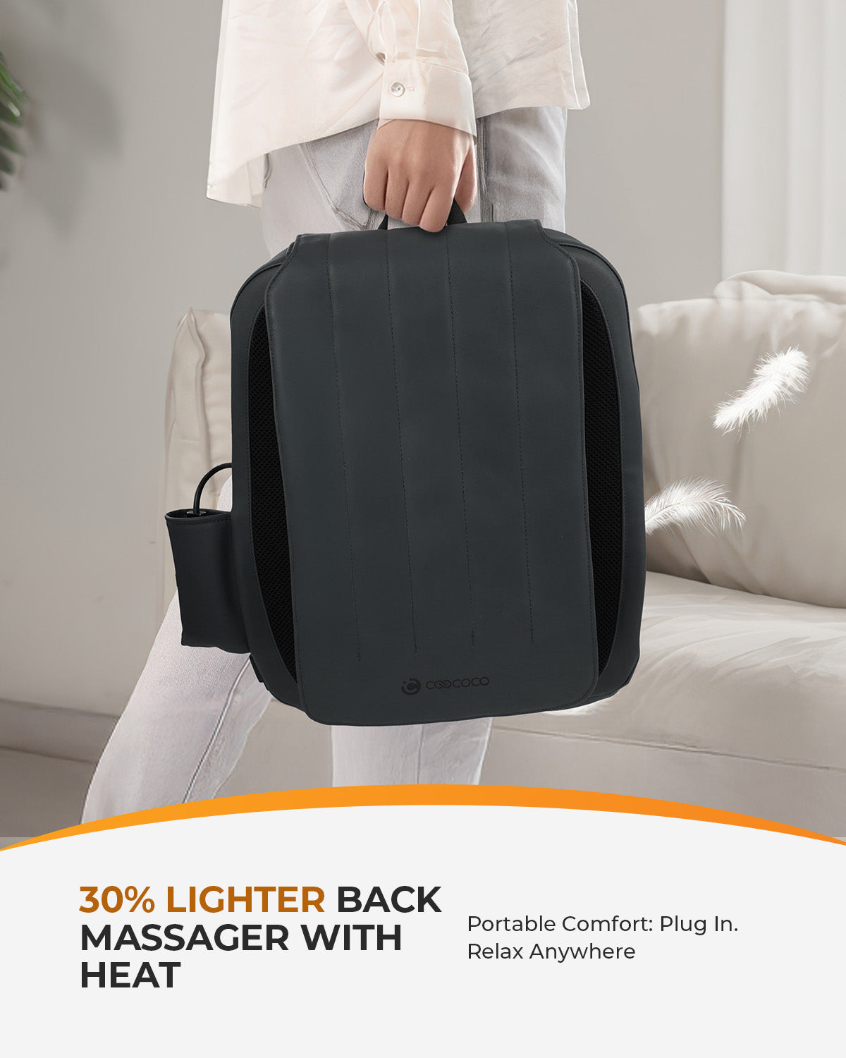 CO-2508-GRY-WM CooCoCo Shiatsu Neck & Back Massager with Heat, 4D Kneading Lower Back Massager for Pain Relief Deep Tissue, Up and Down Rolling Massage Pillow for Back Shoulder Leg, Gift for Women Men Mom Dad