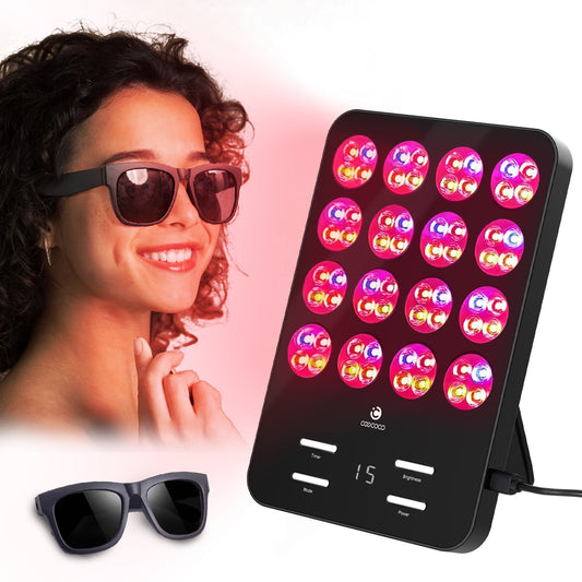 Red Light Therapy for Face and Body, CooCoCo Light Panel with Yellow Blue Red Lamp - CO-LT101