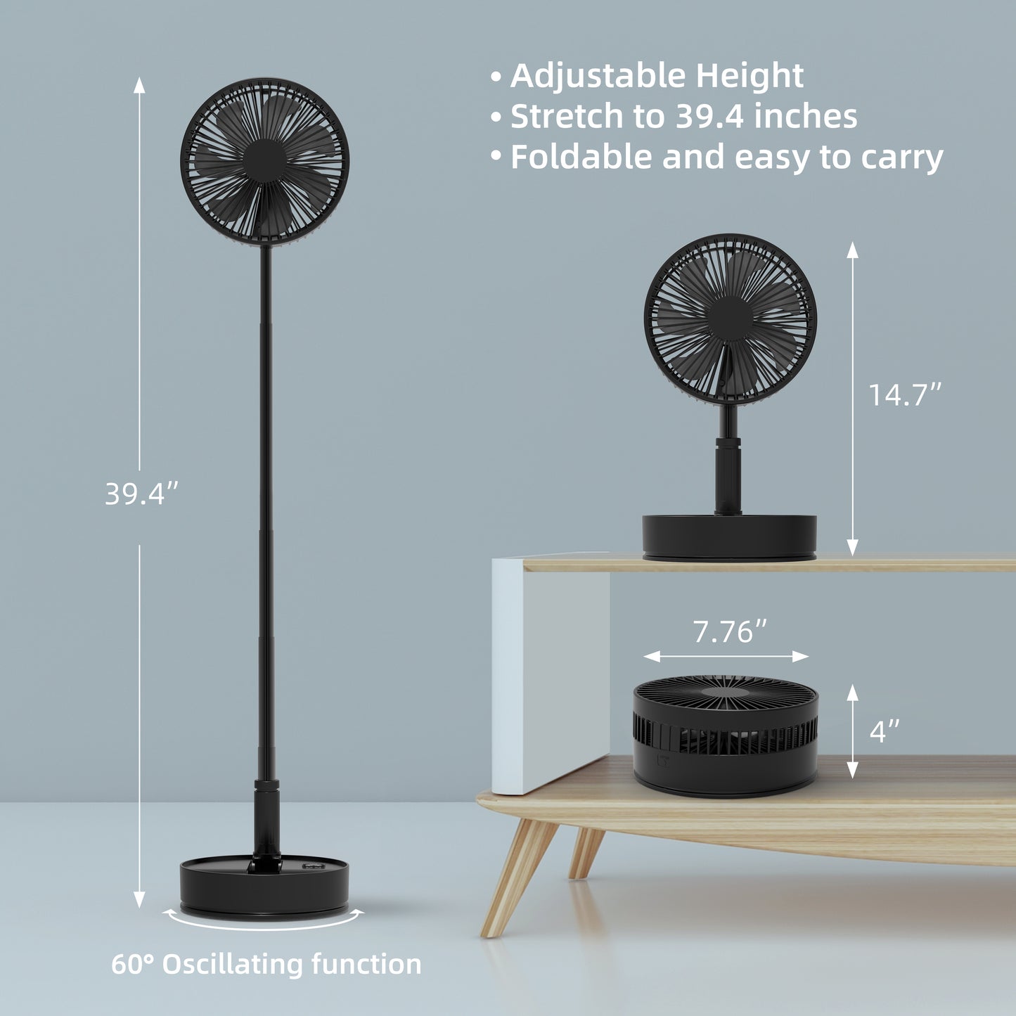 CooCoCo Cordless Foldable Portable Fan - CO-P11B