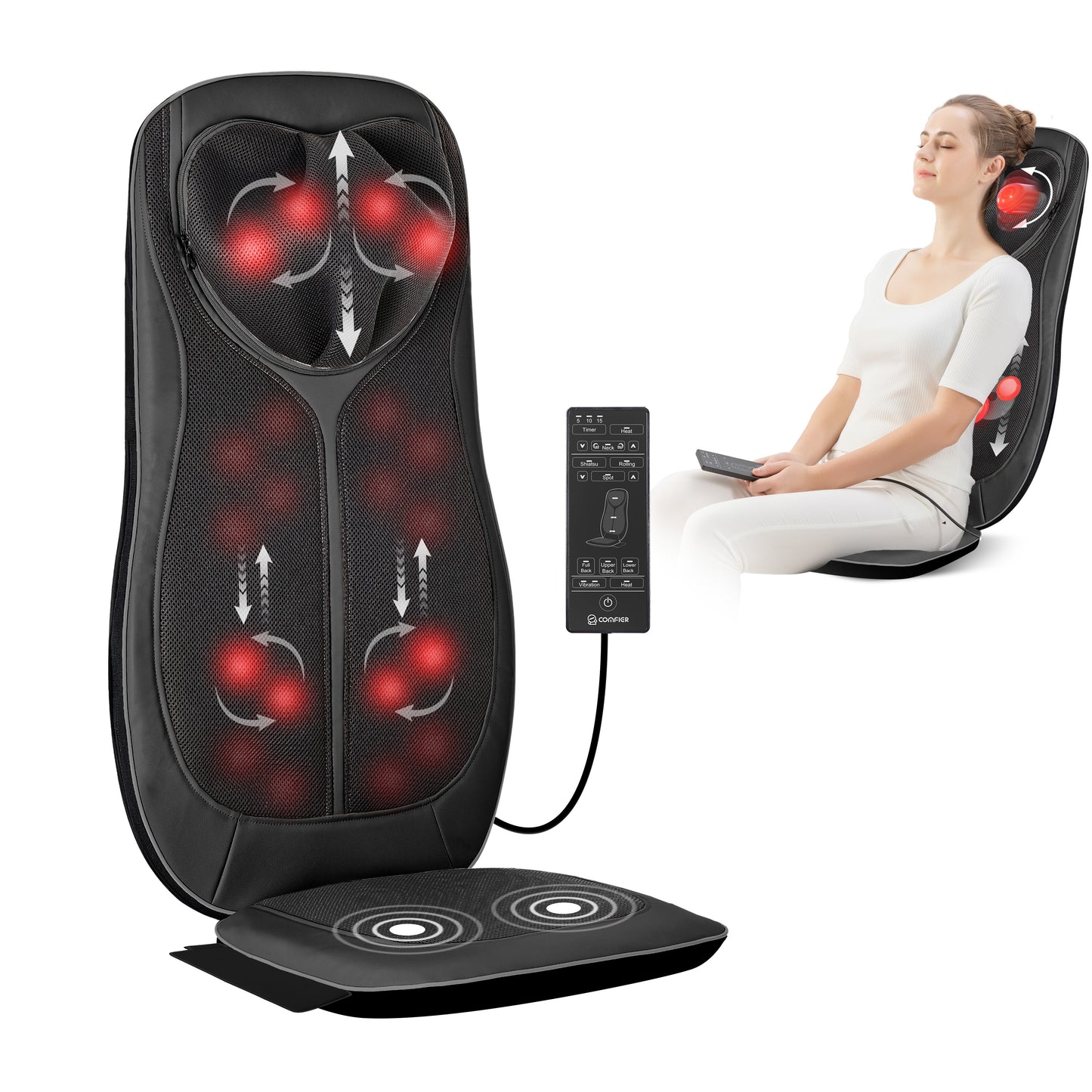 CooCoCo Shiatsu Neck & Back Massager with Heat - CO-2303B