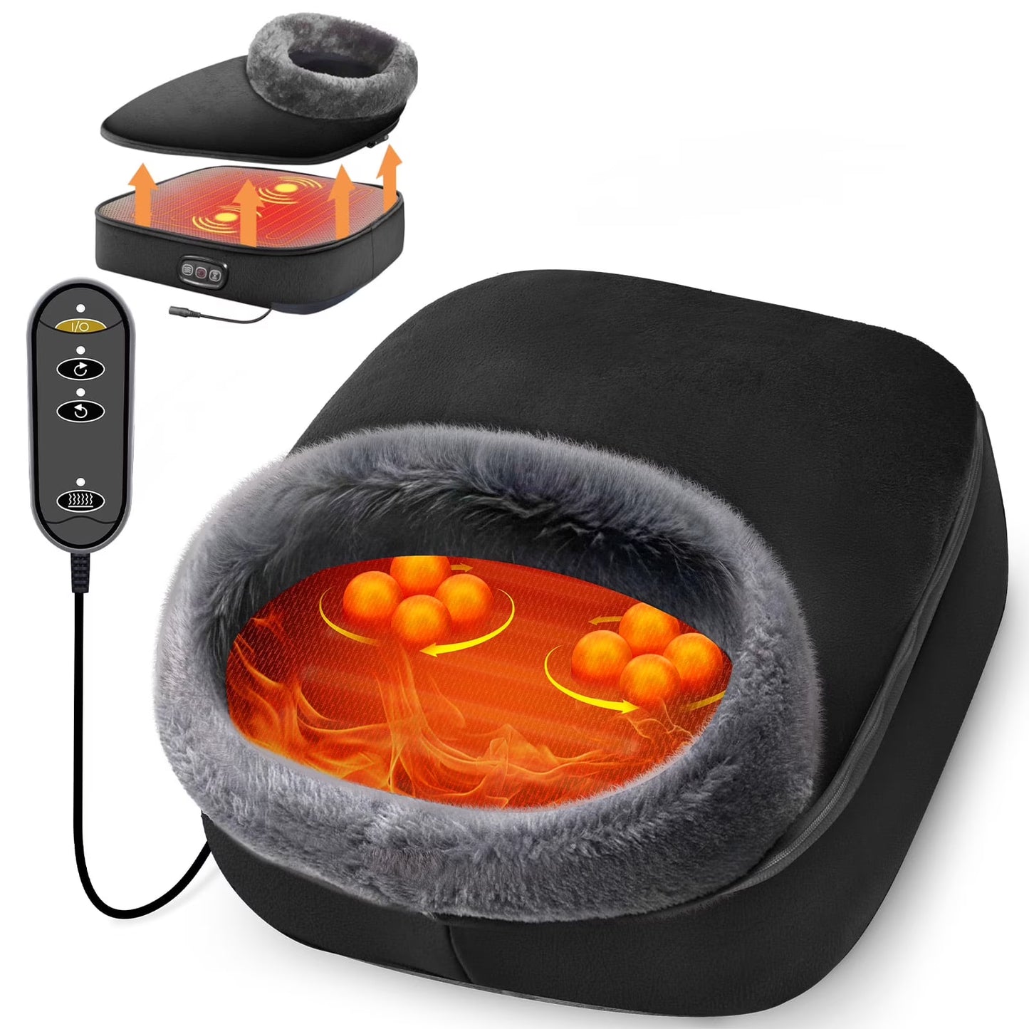 CF-5202-UP-WM CooCoCo Heated Foot Massager, Kneading Foot Warmer, Shiatsu Foot Heater for Plantar Fasciitis & Neuropathy, Feet Massage Machine for Pain Relief, Gifts for Women Mom Dad Men