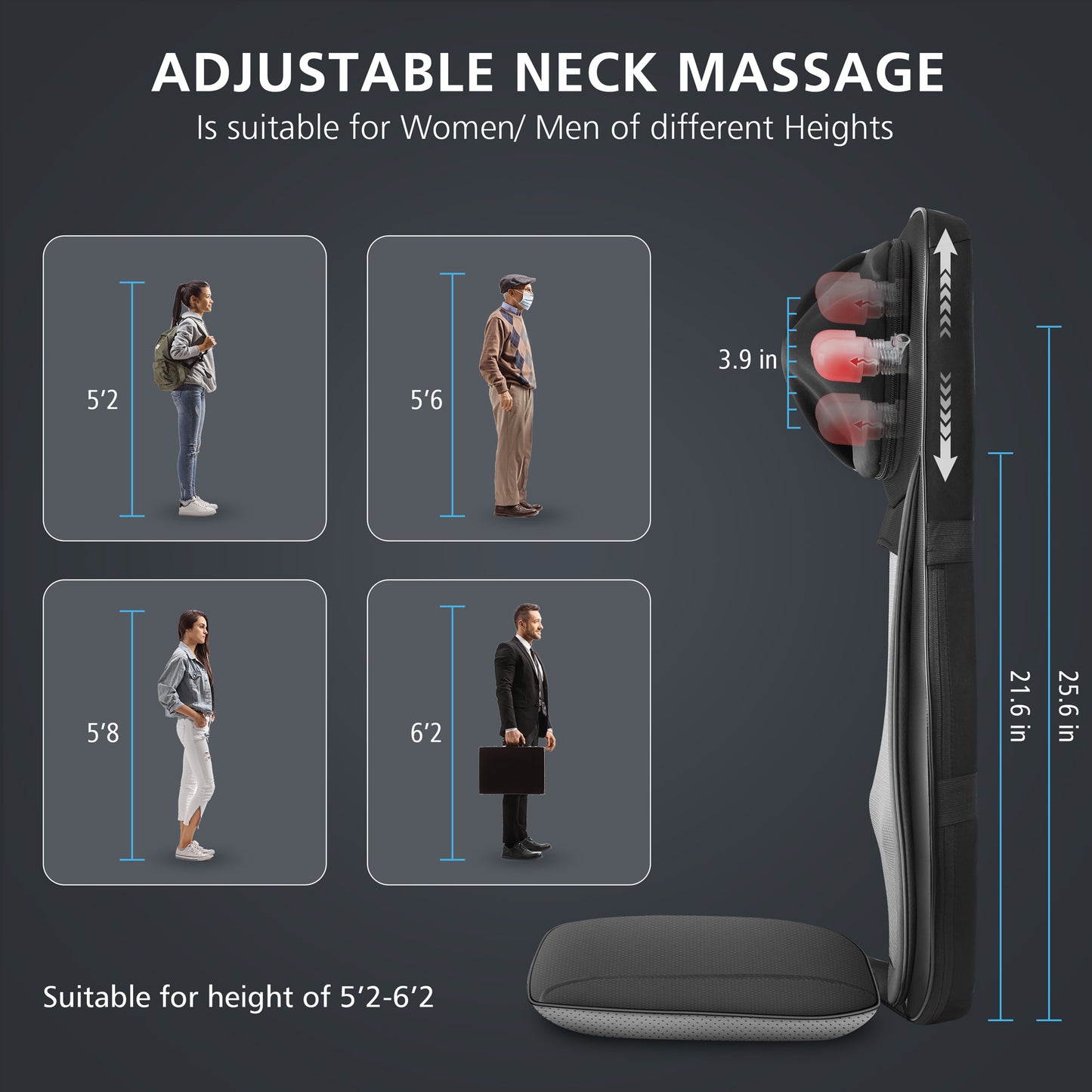 CooCoCo Shiatsu Neck Back Massager with Heat - CO-2303B