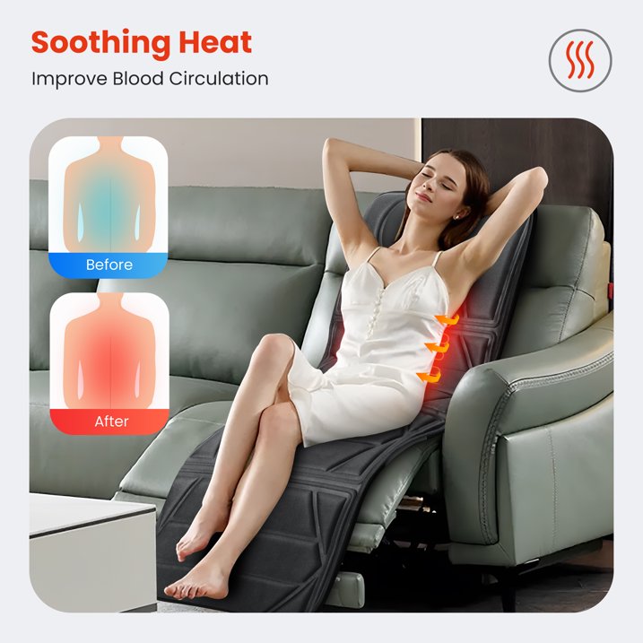 Heated Full Body Massage Mat - Vibrating Massage Pad for Back, Neck & Shoulders