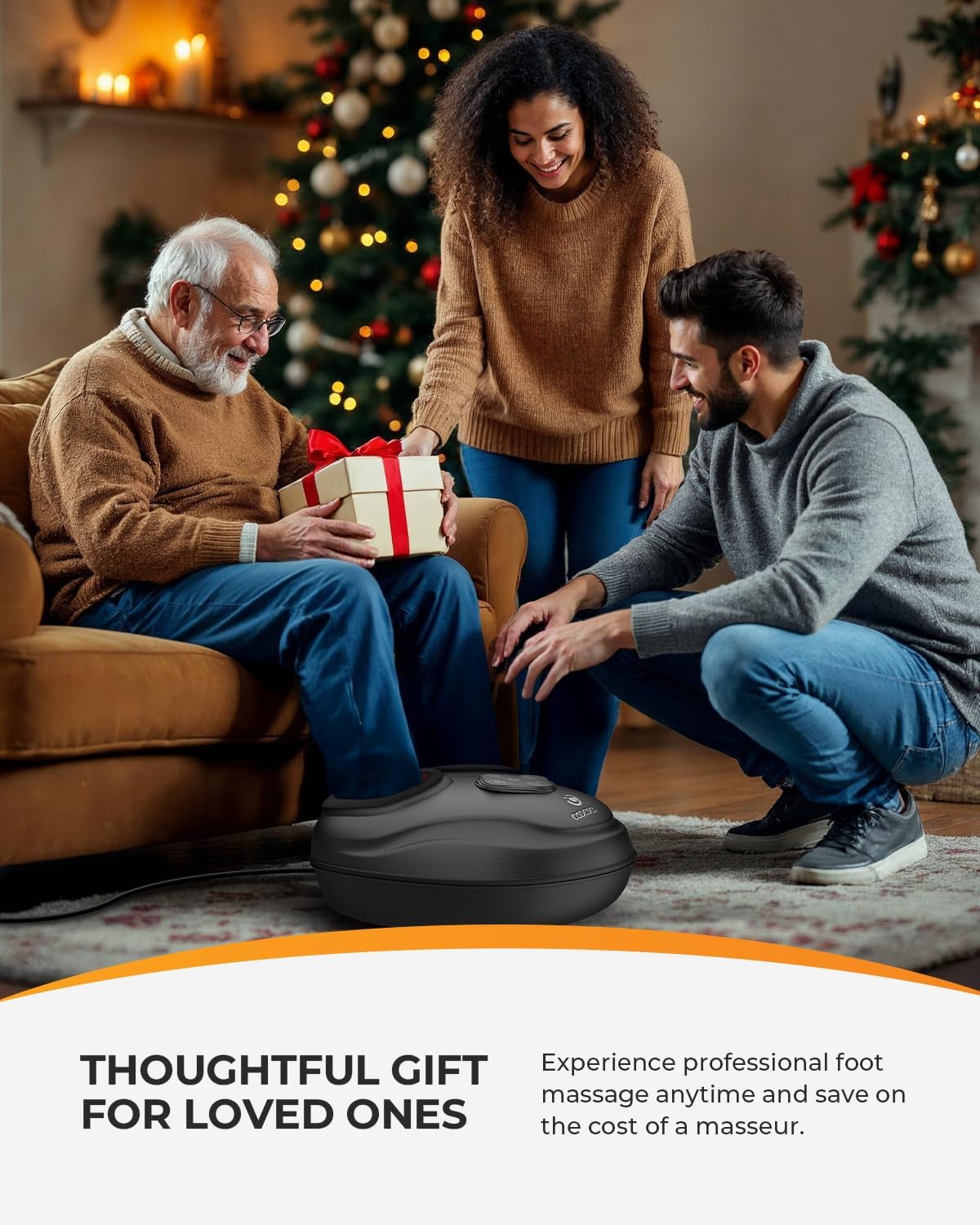 CO-5503-WM CooCoCo Shiatsu Foot Massager with Heat, Feet Massage Machine with Kneading, Compression for Plantar Fasciitis, Neuropathy Tired Foot Blood Circulation, Gifts for Women Men Mom Dad, Size 14''