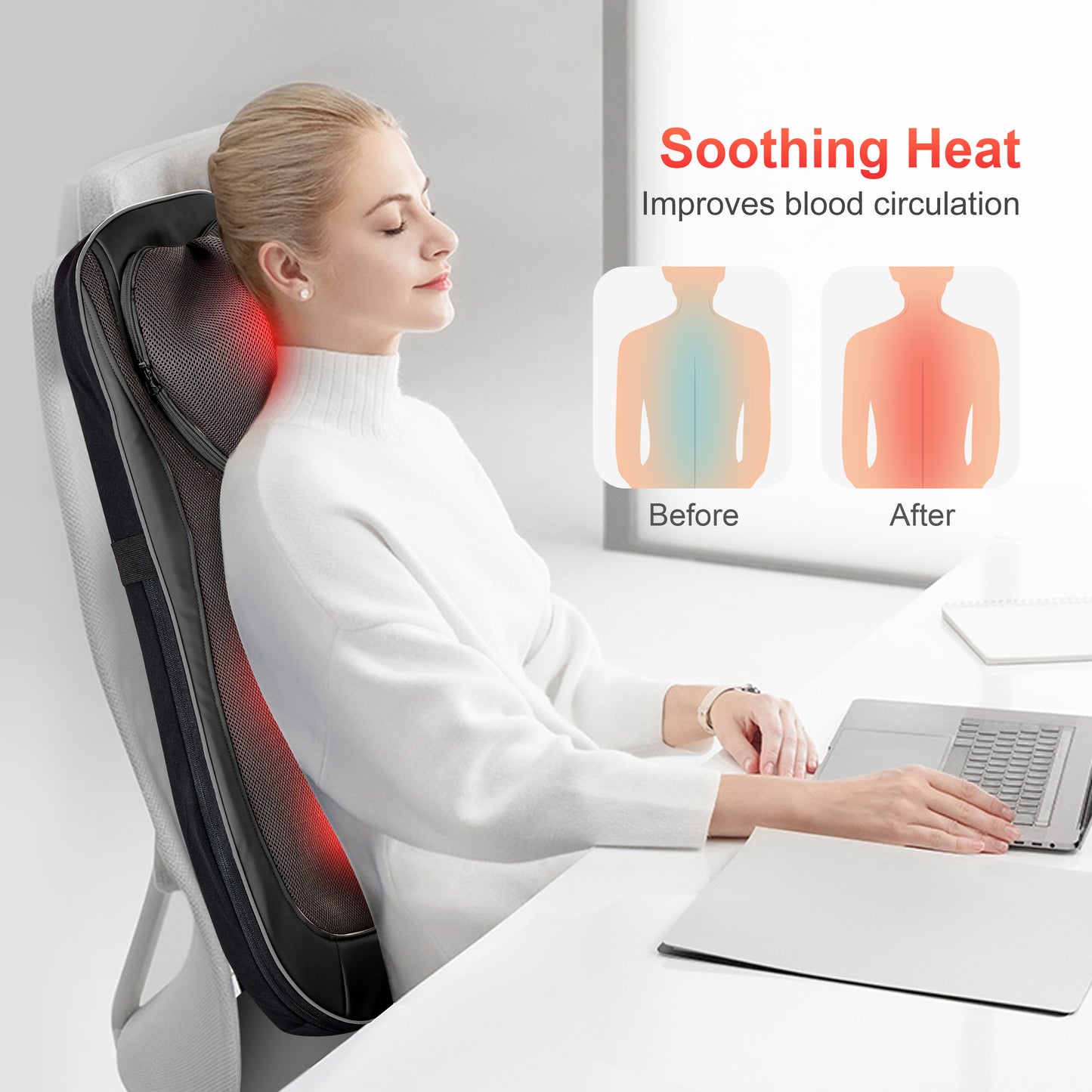 CooCoCo Shiatsu Neck & Back Massager with Heat - CO-2303B