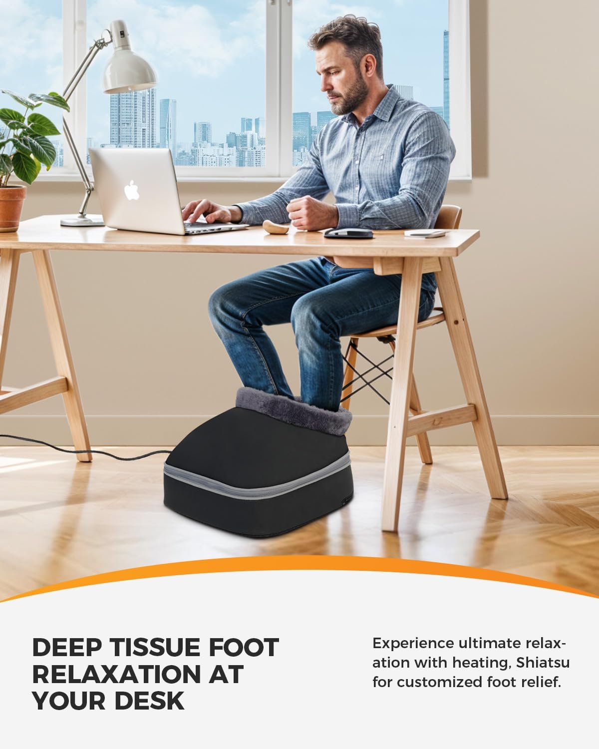 CF-5202-UP-WM CooCoCo Heated Foot Massager, Kneading Foot Warmer, Shiatsu Foot Heater for Plantar Fasciitis & Neuropathy, Feet Massage Machine for Pain Relief, Gifts for Women Mom Dad Men