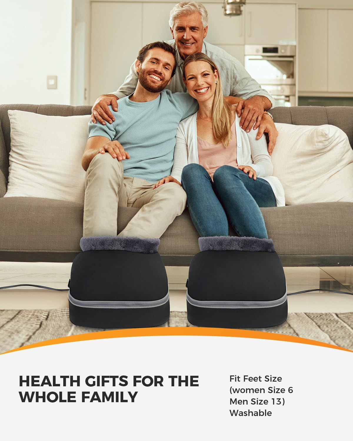 CF-5202-UP-WM CooCoCo Heated Foot Massager, Kneading Foot Warmer, Shiatsu Foot Heater for Plantar Fasciitis & Neuropathy, Feet Massage Machine for Pain Relief, Gifts for Women Mom Dad Men