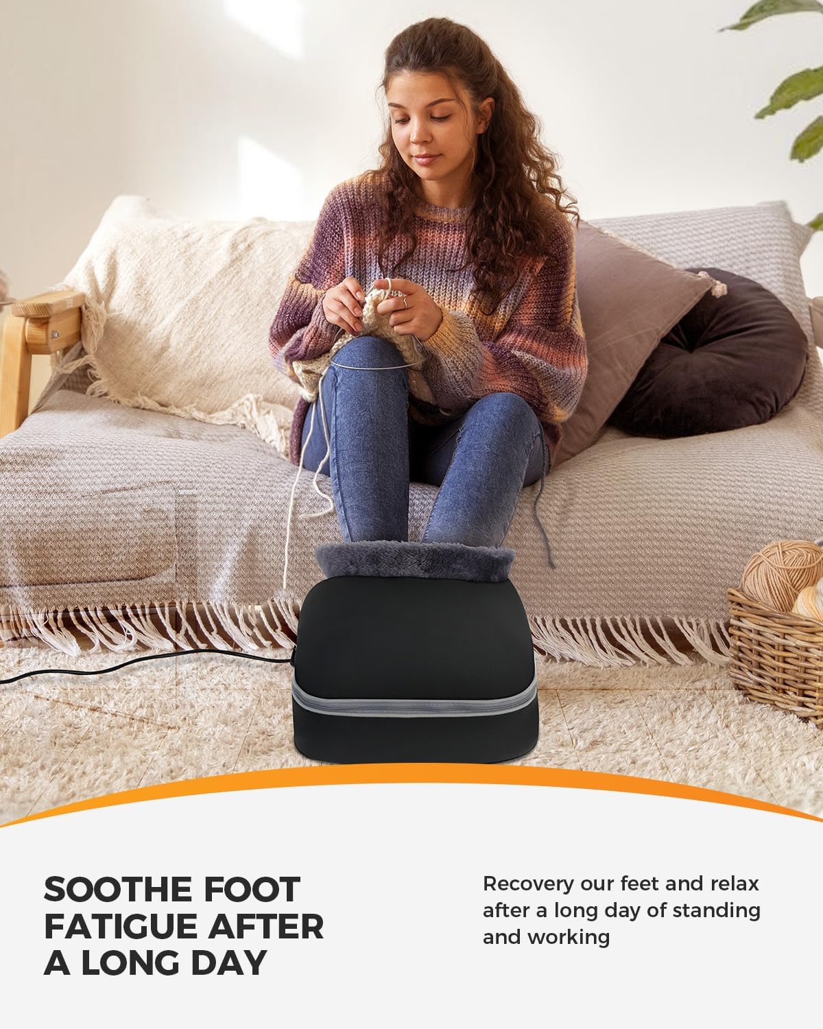 CF-5202-UP-WM CooCoCo Heated Foot Massager, Kneading Foot Warmer, Shiatsu Foot Heater for Plantar Fasciitis & Neuropathy, Feet Massage Machine for Pain Relief, Gifts for Women Mom Dad Men